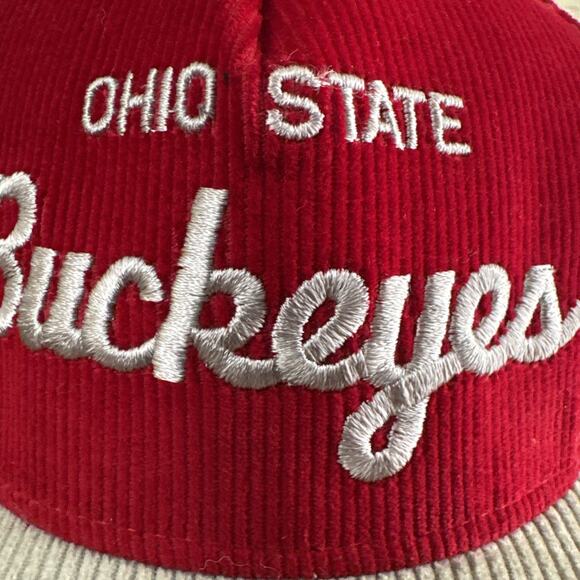 Vintage Ohio State Buckeyes Script Corduroy Snapback Hat Cap 90s AJD University - Picture 8 of 15